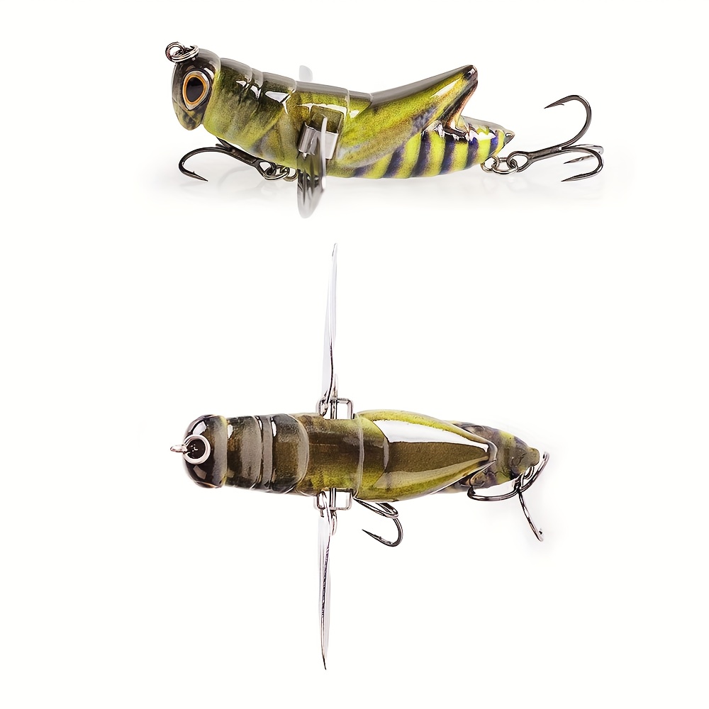 TEMU Leurres de pêche insectes de surface 7,5 cm/12,5 g, appâts artificiels criquets à ailes en acier, leurre oscillant flottant pour achigan et
