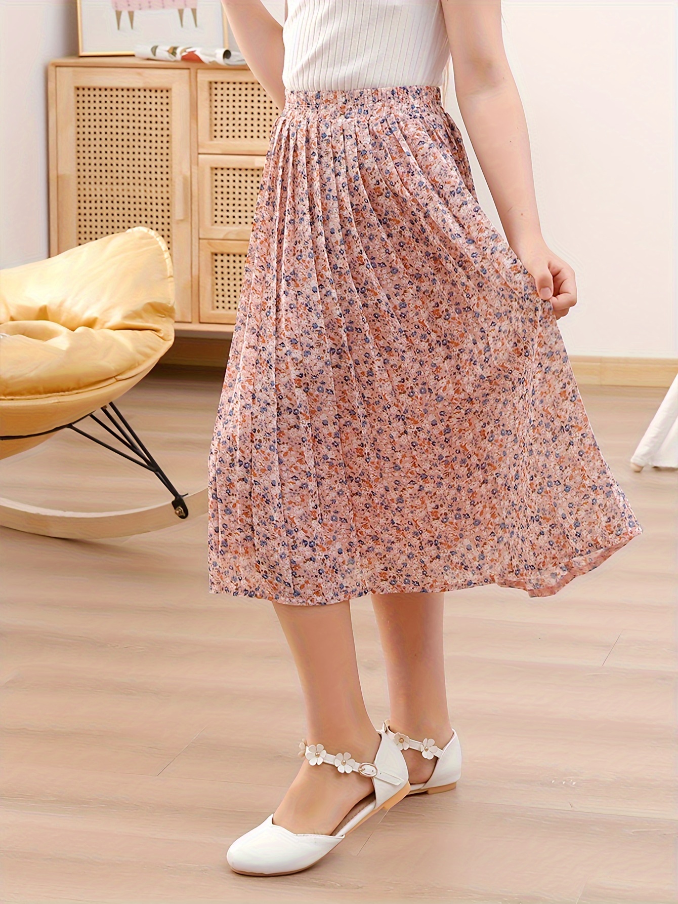 High waist chiffon midi skirt best sale