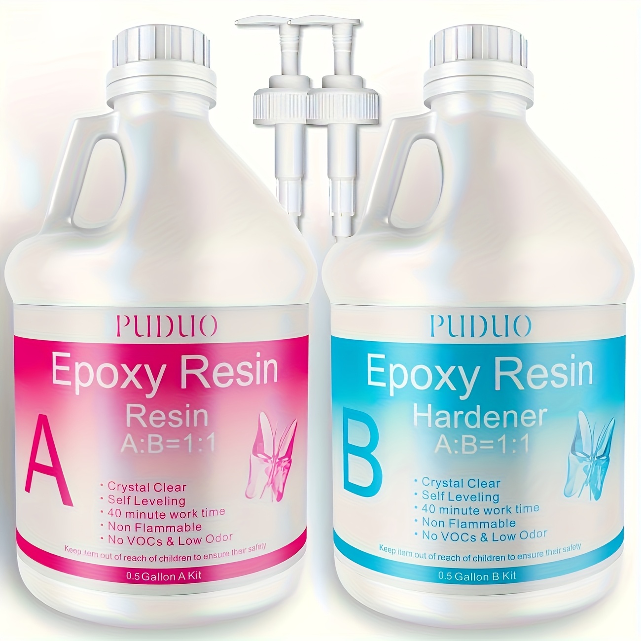 TEMU Puduo 1 Gallon Epoxy Resin Set With Pump! 0.5 Gallon Resin + 0.5 Gallon Hardener, Making Artistic Creation .