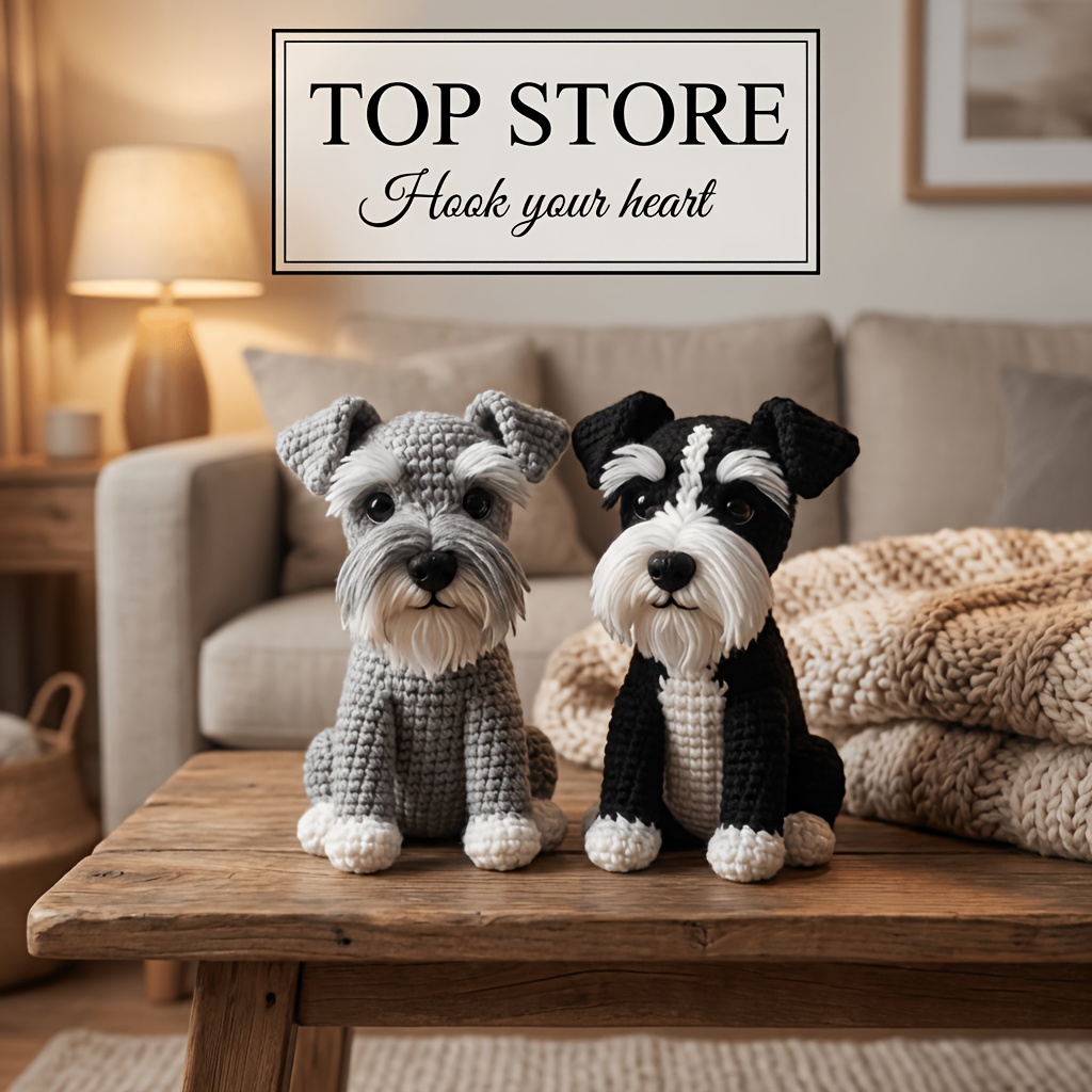 TEMU 2-set Schnauzer Pair Crochet Kit, An Adult Crochet Project (not A Finished Product, Requires Hand Knitting) - Crochet Amigurumi Kit - A