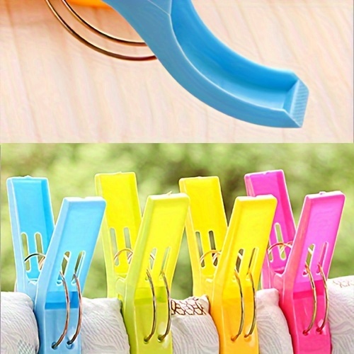 1набор ярких пластиковых прищепок, больших ветронепроницаемых зажимов для простыней, крючков для полотенец, для сушки одеял, многофункциональных зажимов для белья, детали 6
