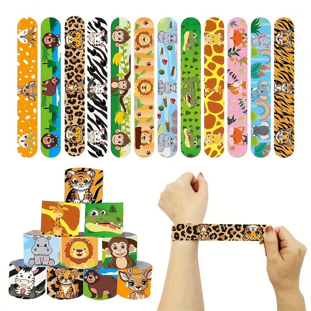 24 36pcs slap bracelets wristbands for   party favors   and jungle theme party decoration tools classroom prizes party favors birthday gift for new year valentines day