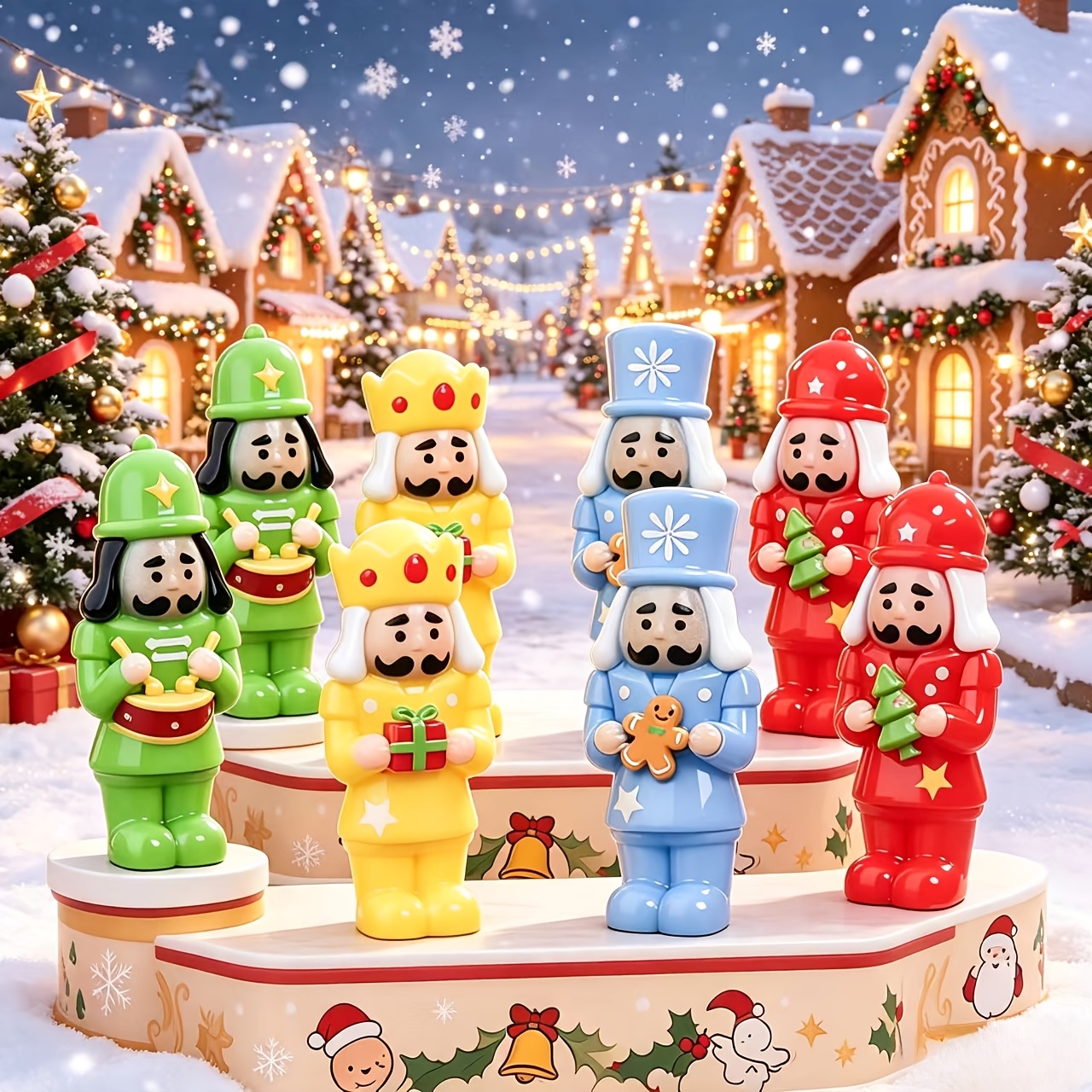 TEMU 8pcs Collectible Mini Sculptures, Nut Soldier Statues, Holiday Celebration Ornaments, Christmas Tabletop Craft Decorations, Suitable For