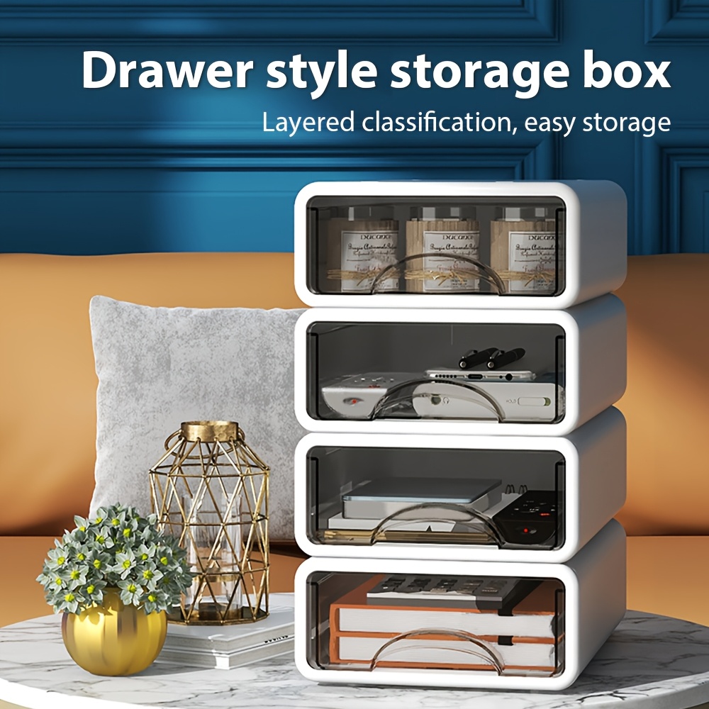 TEMU 4er-Set Desktop-Aufbewahrungsbox mit Schublade, Schreibtisch-Organizer mit Schublade, stapelbar, stilvoll und platzsparend, keine Montage