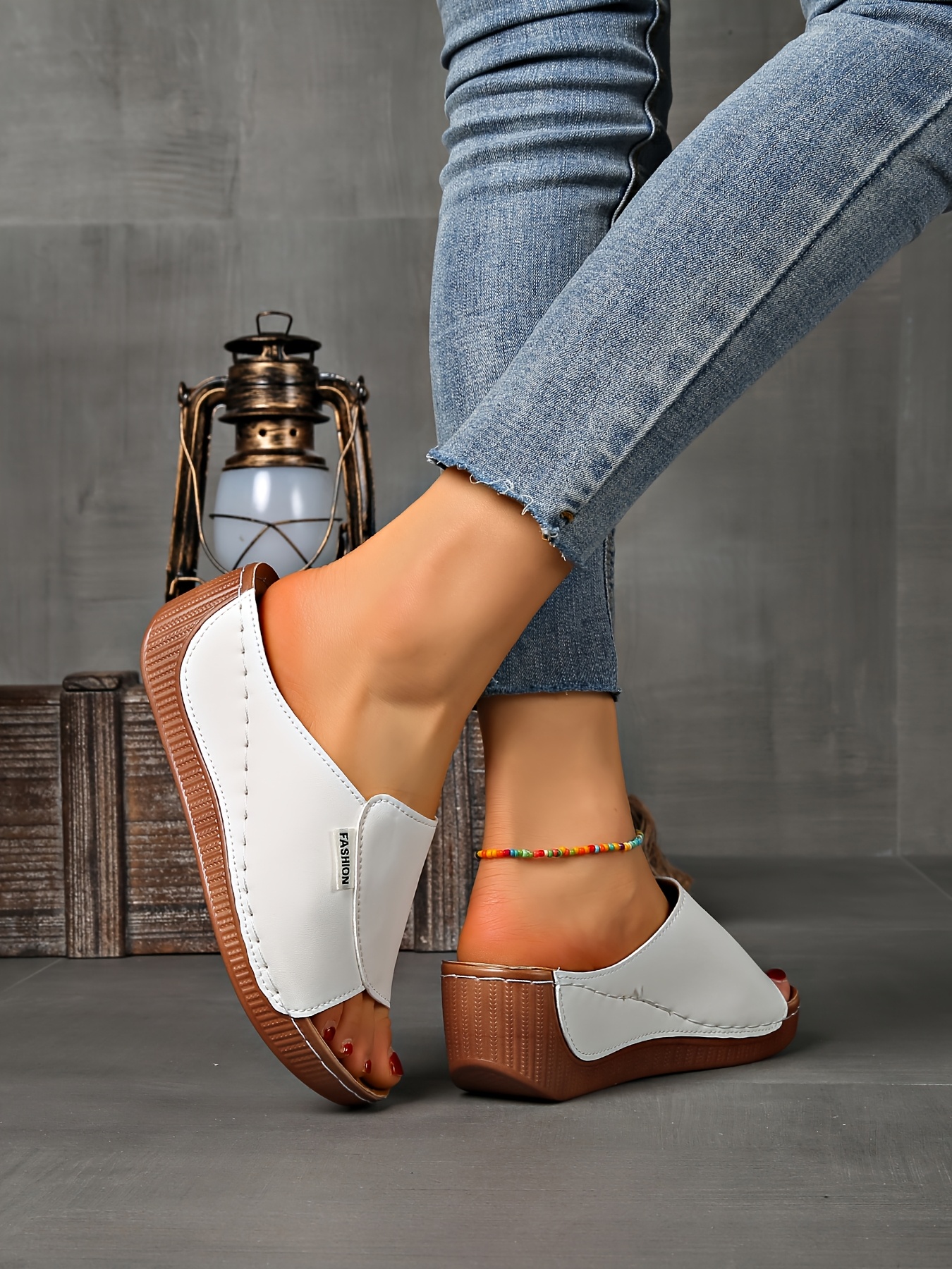   womens light blue slide sandals comfortable arch support breathable open toe design with soft rubber sole casual   heel slip on shoes for casual attire   cover upper Product details 19