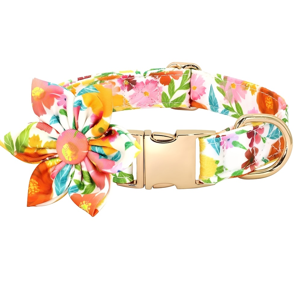 Adjustable Dog ID Collar Flower Pet Necklace