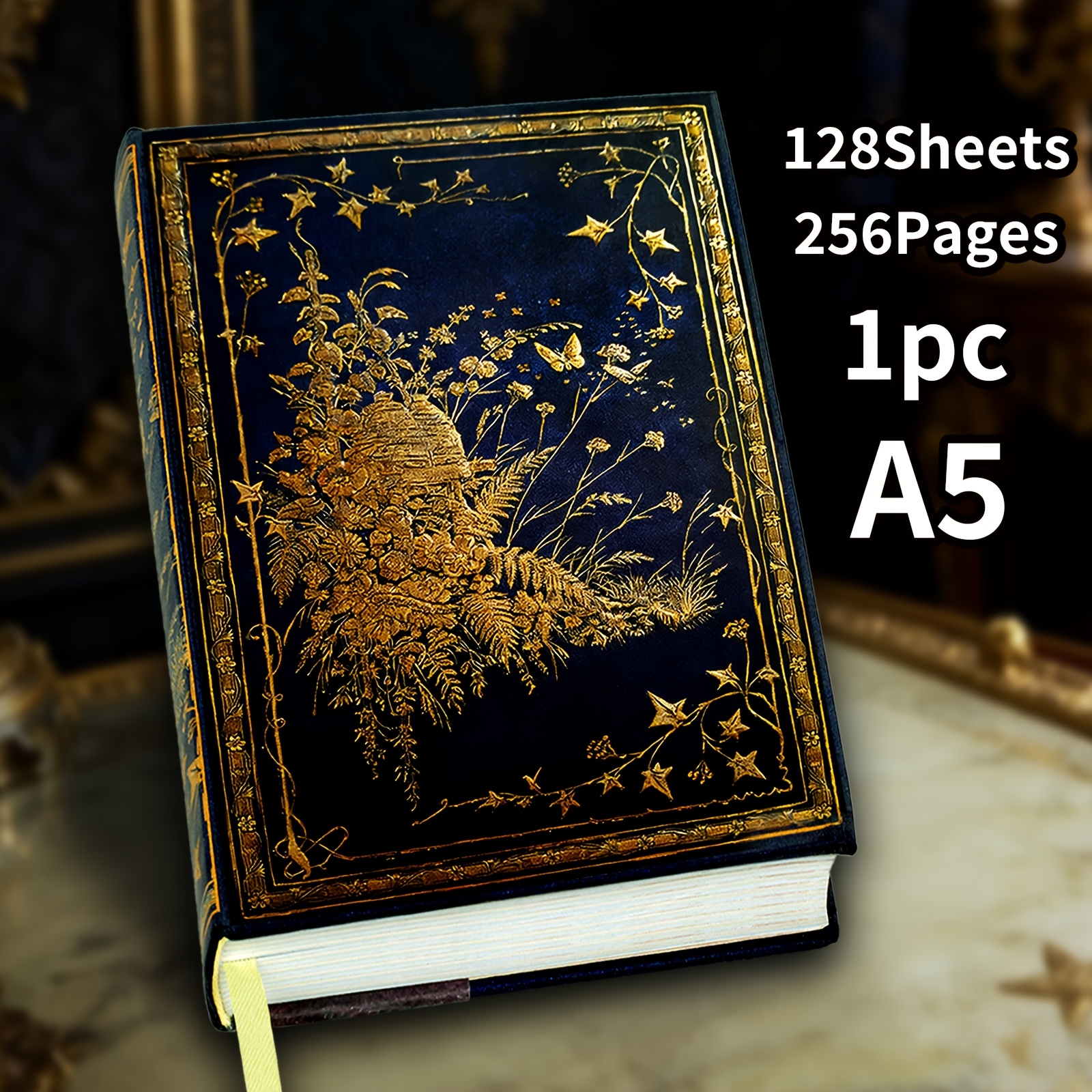 TEMU 1 pièce, A5, 256 pages, Carnet à couverture rigide vintage, Couverture à , Pages épaisses et colorées, Journal de voyage, Agenda élégant,