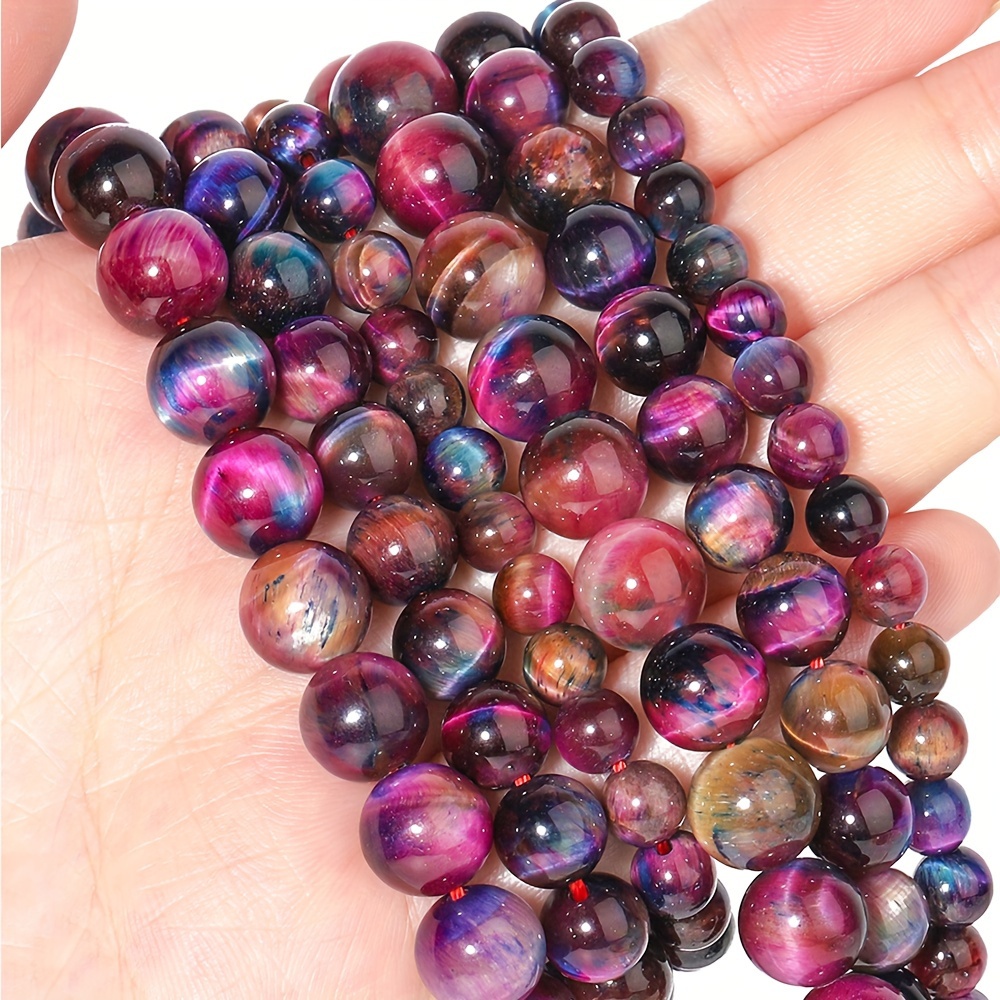 

6 8 10mm Exquisite Plum Blue Tiger Eye Natural For Stone Beads 61/46/36pcs Jewelry Spacer Beads Diy Unique Bracelet Necklace Men And Women Craft Supplies