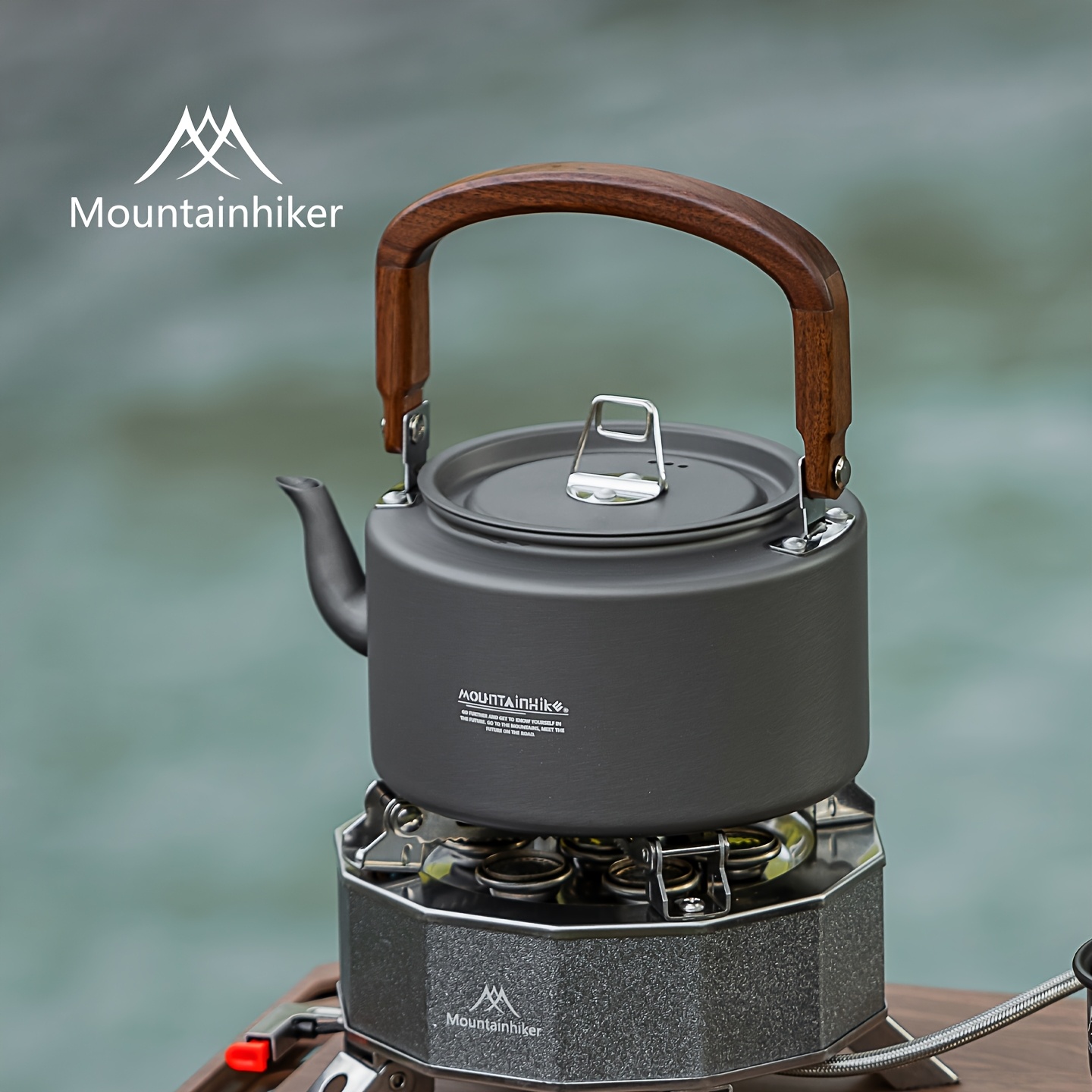   camping teapot heavy duty aluminum alloy construction with sturdy wooden handle portable outdoor kettle for camping hiking backpacking compatible with gas stove     tea coffee soup ideal for   rv and   camping accessories hiking cookware   durable cookware