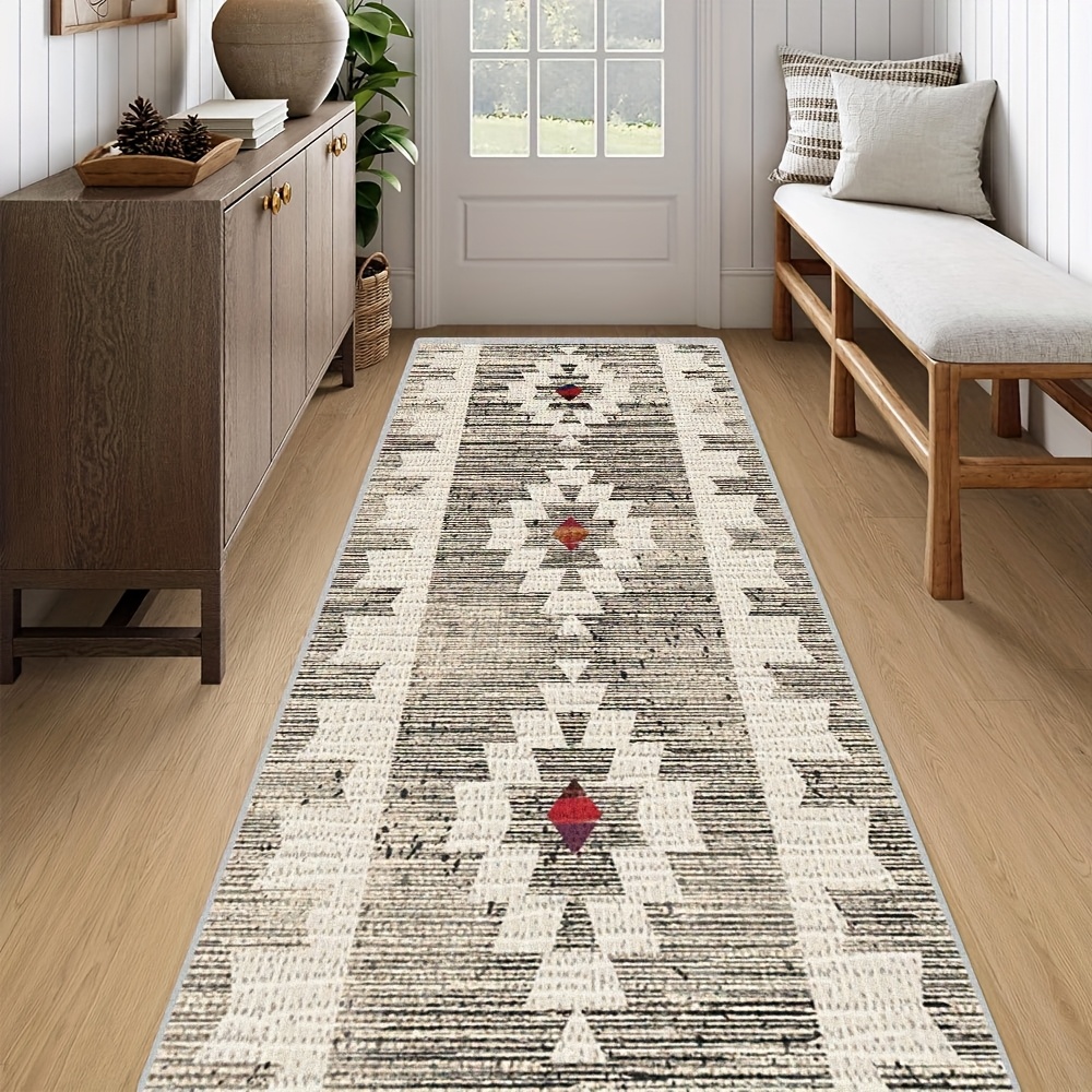 TEMU 1pc Large Moroccan Geometric Pattern Outdoor Mat - Machine Washable 100% Polyester Indoor/outdoor Mat For Patio, Camping, Living Room, Bedroom,