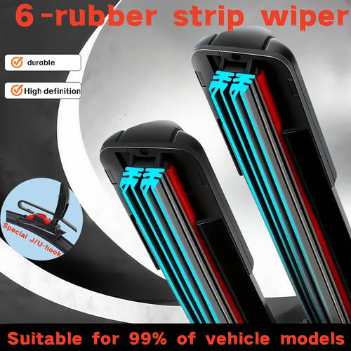 6 layer rubber windshield wiper high definition quiet and durable suitable for j hook on wipers full size range 14 to 28 inches essential car accessory