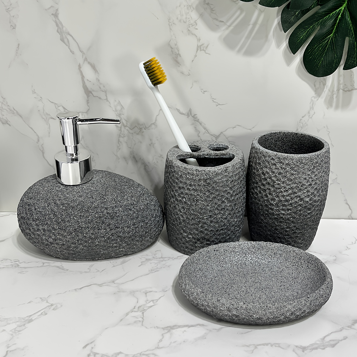 European-style Bathroom 4pcs Set, Resin Sandstone Washing Sets, Suitable for Hotels, Homes, and Bathroom Supplies.