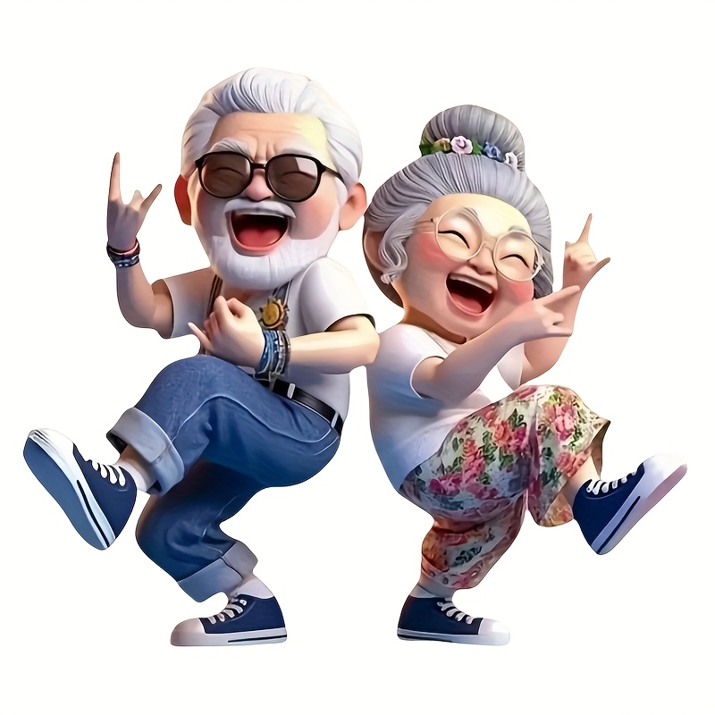 Fun Car Stickers; Romantic Dance Steps Of Elderly Couple; Bumpers, Trucks, Laptops - Unique Gift