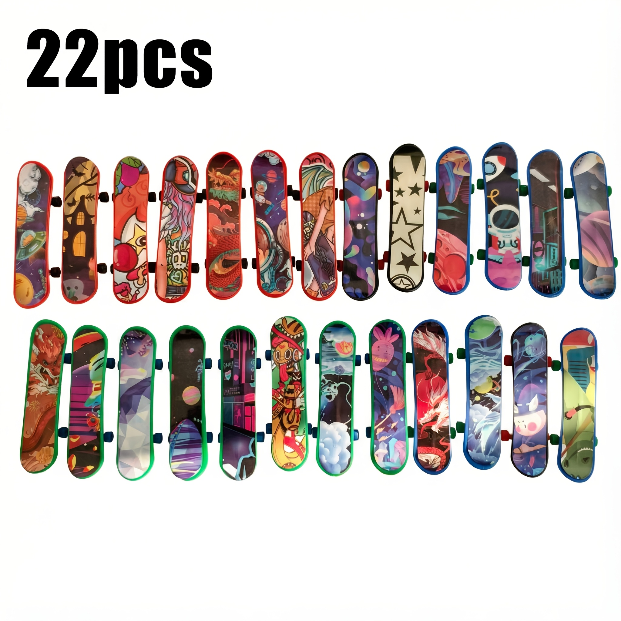Image of Mini Finger Skateboard Set - 22pcs Colorful Desktop Toys For Relax, Perfect As Party Favors, Birthday Gifts, Classroom Prizes & Pinata Fillers For Kids Boys Girls
