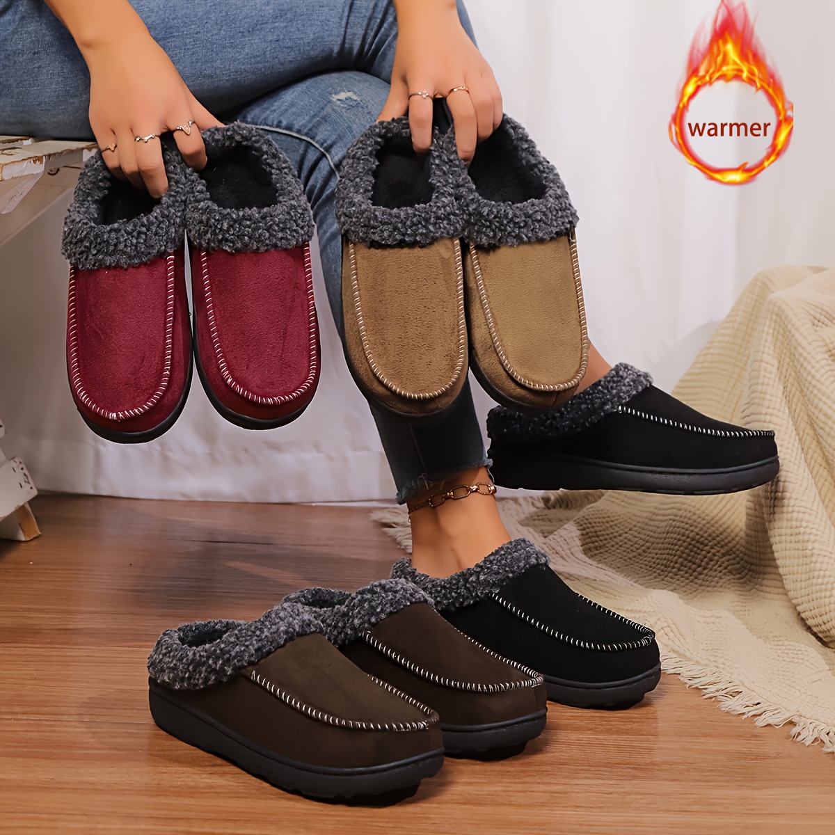 color slip on slippers comfortable fabric upper with tpr sole   indoor outdoor unisex slippers details 0