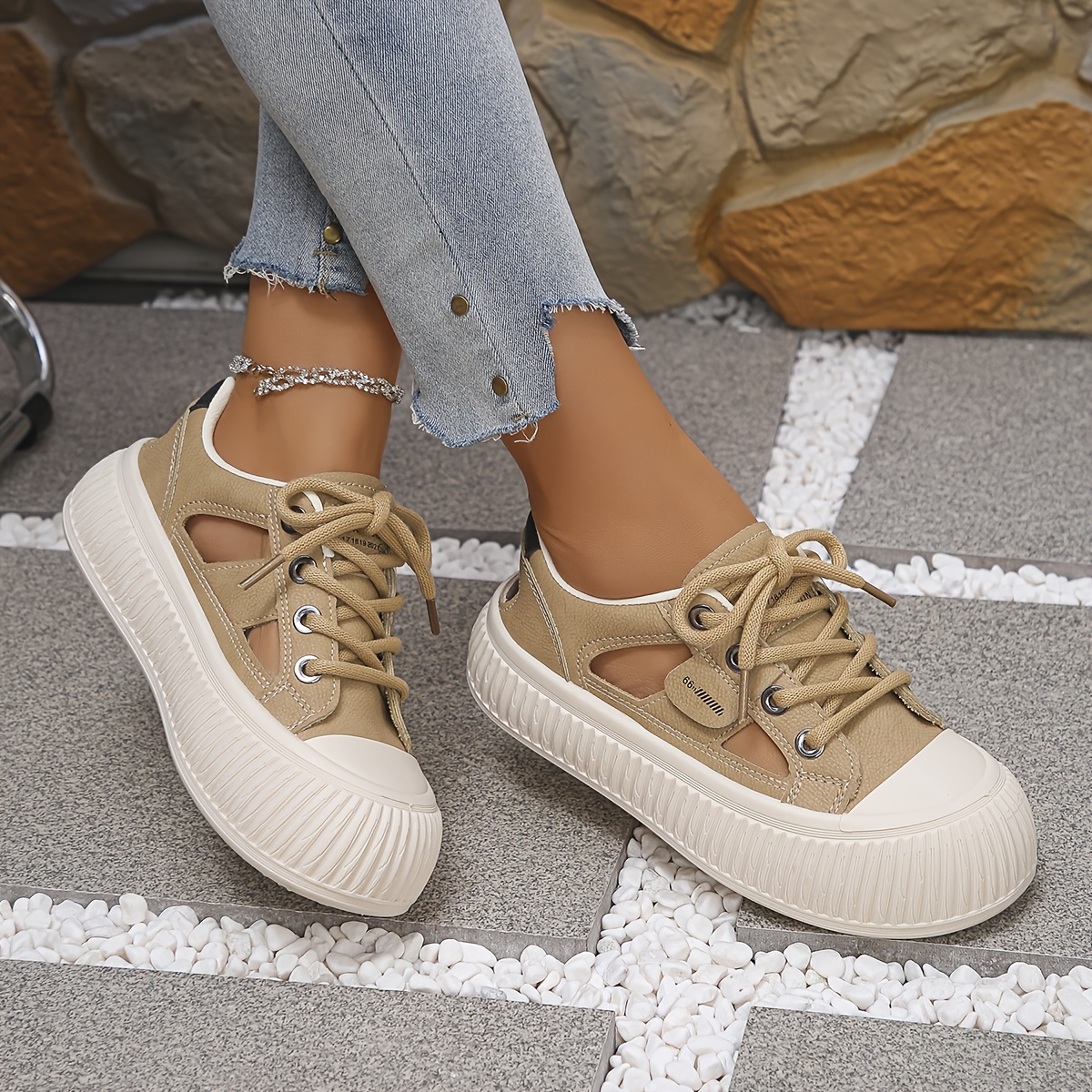 Turnschuhe WeiÃƒÂŸe Schuhe Braune Sohle Klassische Weiße Low-Top