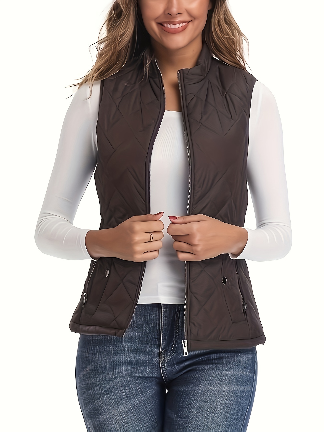 Womens Elegant Quilted Vest Ultra Soft Padded Sleeveless