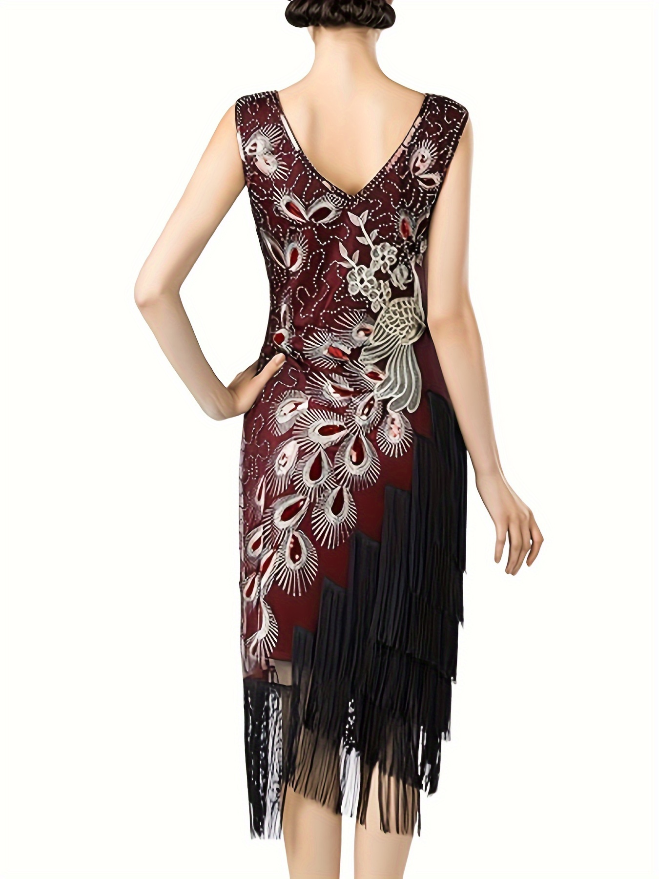 1920 deco vintage peacock flapper dresses sequin Temu