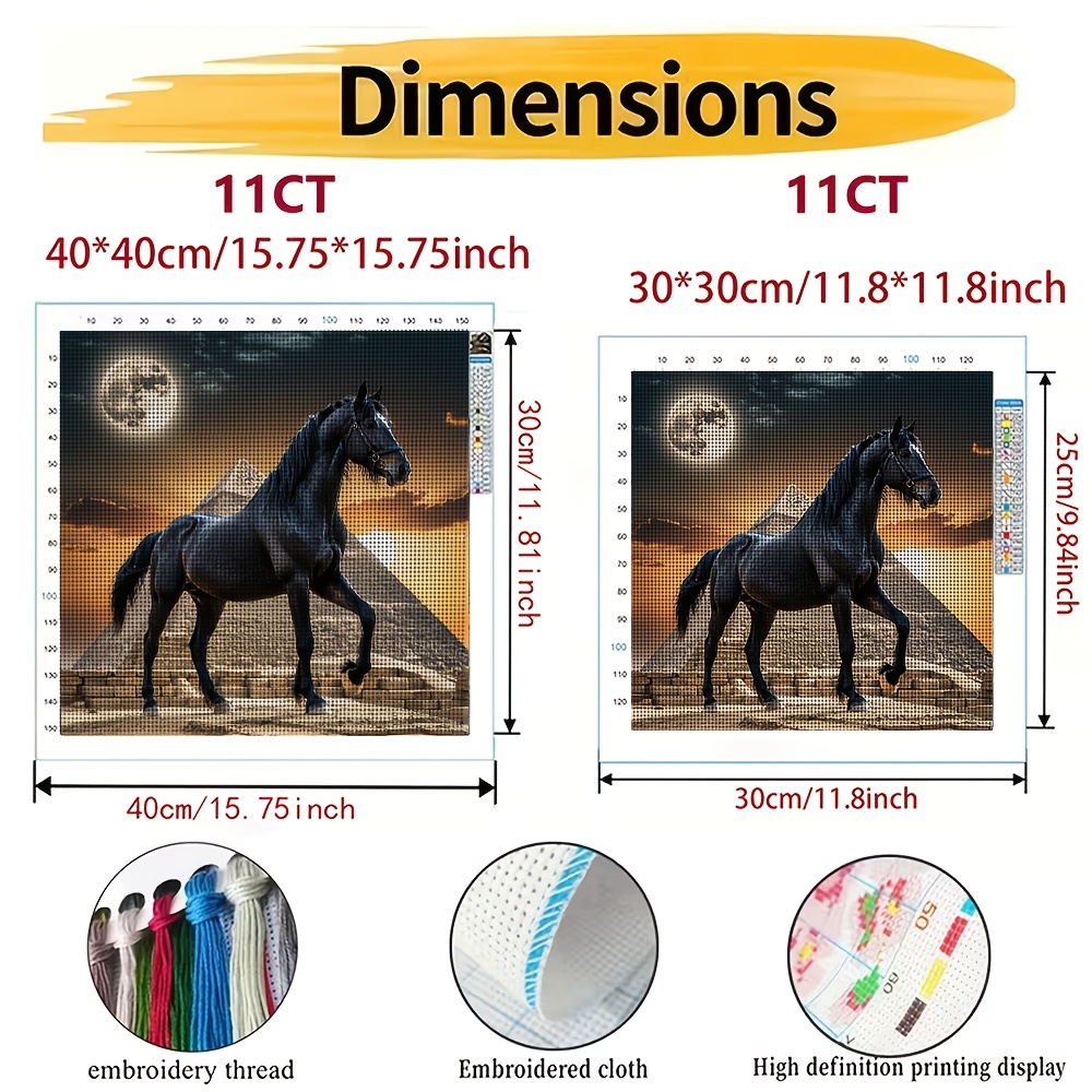 Printed Cross-Stitch Kit Featuring a Black Stallion Design