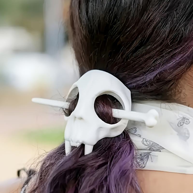 1pc, White Skull Hair Accessory, Cute And Fun Headpiece
