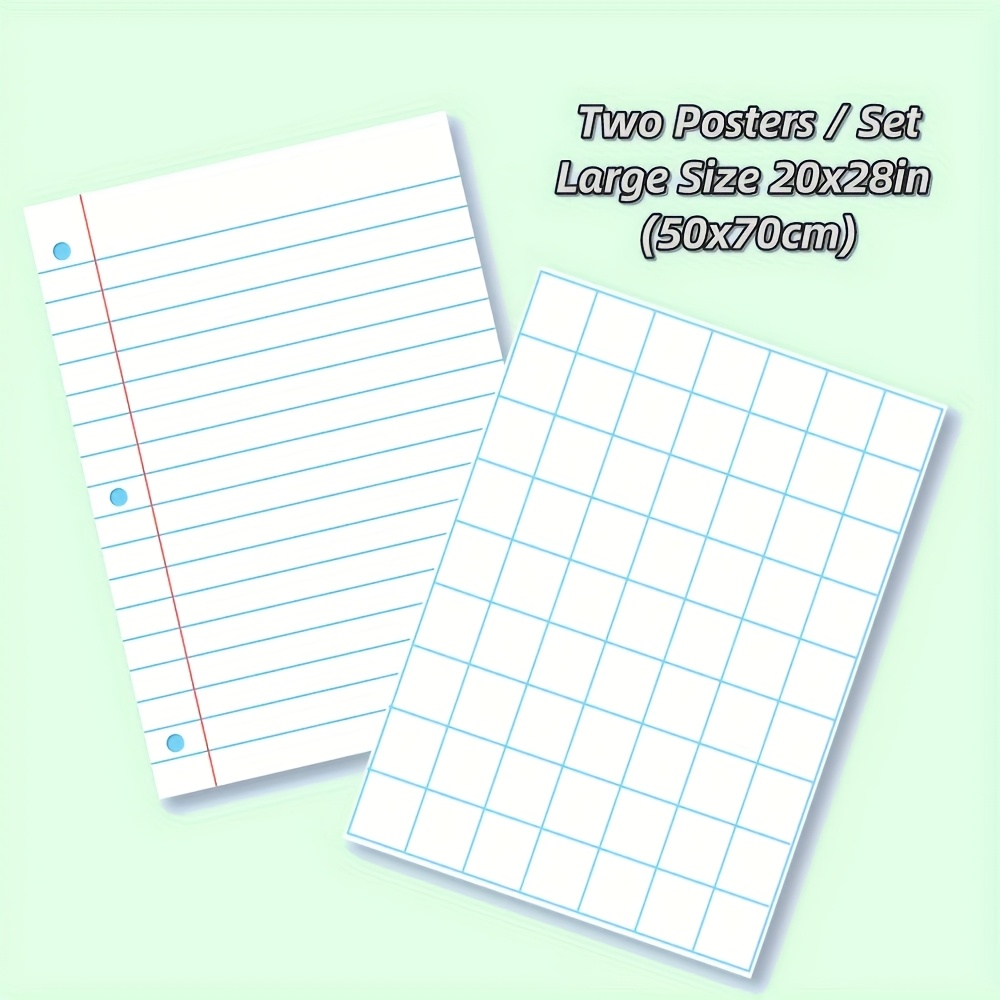 TEMU 2pcs 20x28 Inch Dry Erase Poster Set - Large Reusable Learning Posters For Classroom Home Office Study Aid Age 14+