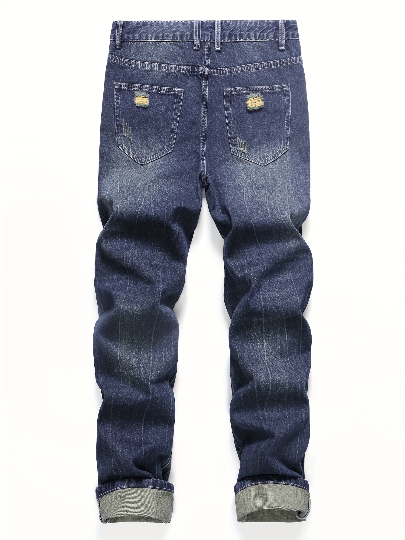 mens non stretch denim classic straight leg ripped - Temu South Africa