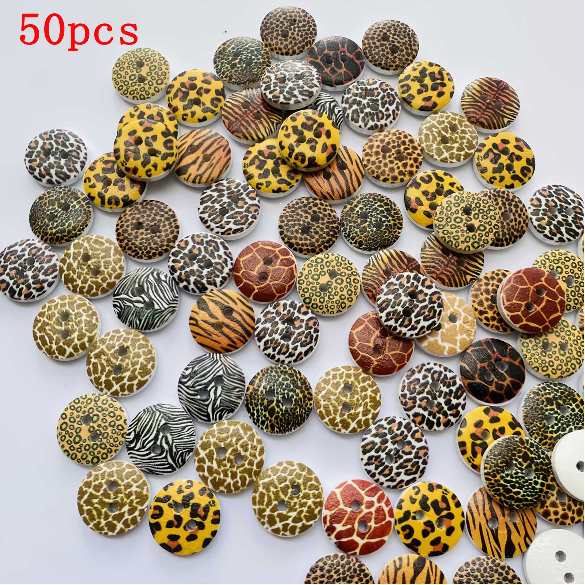 TEMU Lot de 50 boutons en bois à 2 trous, boutons animaux mignons pour couture, tricot, artisanat, couleurs mélangées, pour vêtements, sacs, boutons