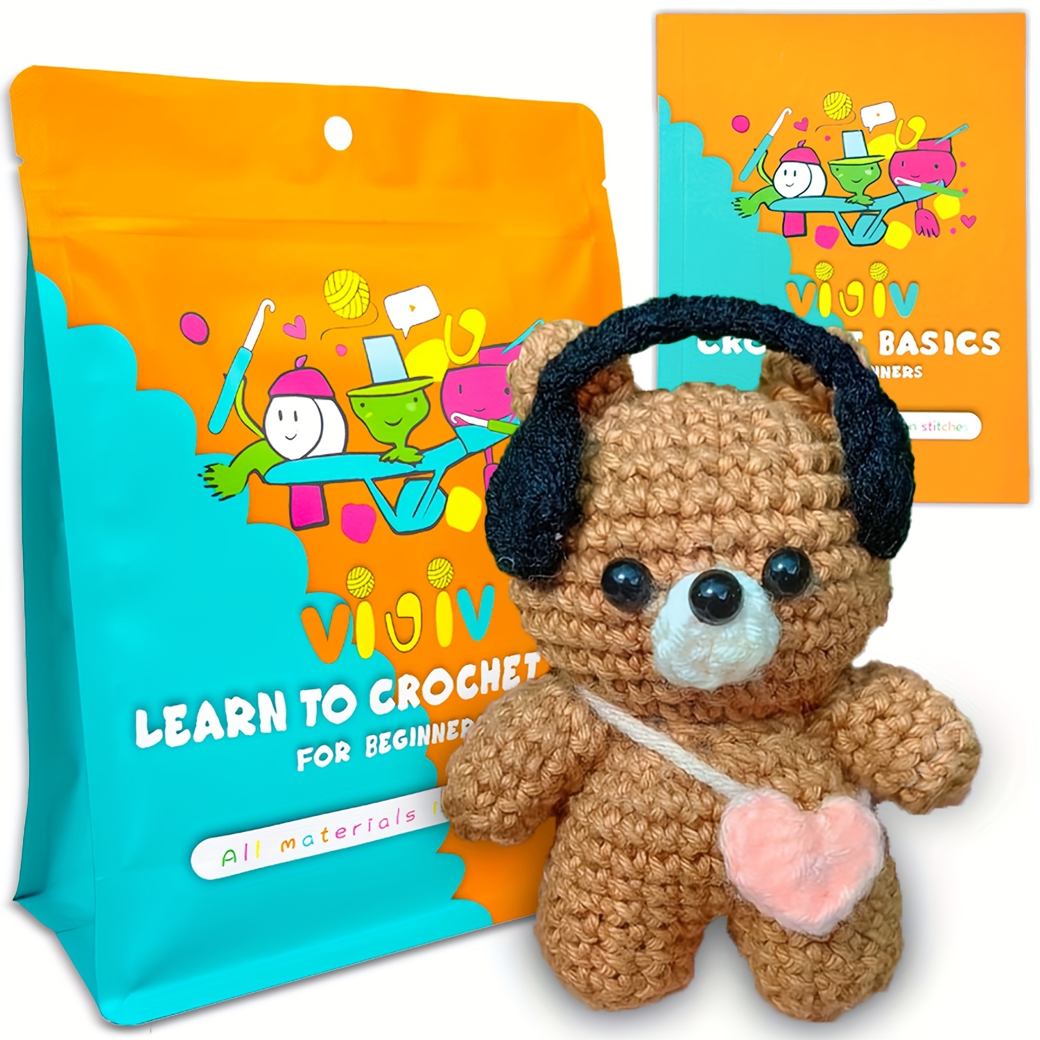 cute bear crochet kit beginners complete diy amigurumi Temu