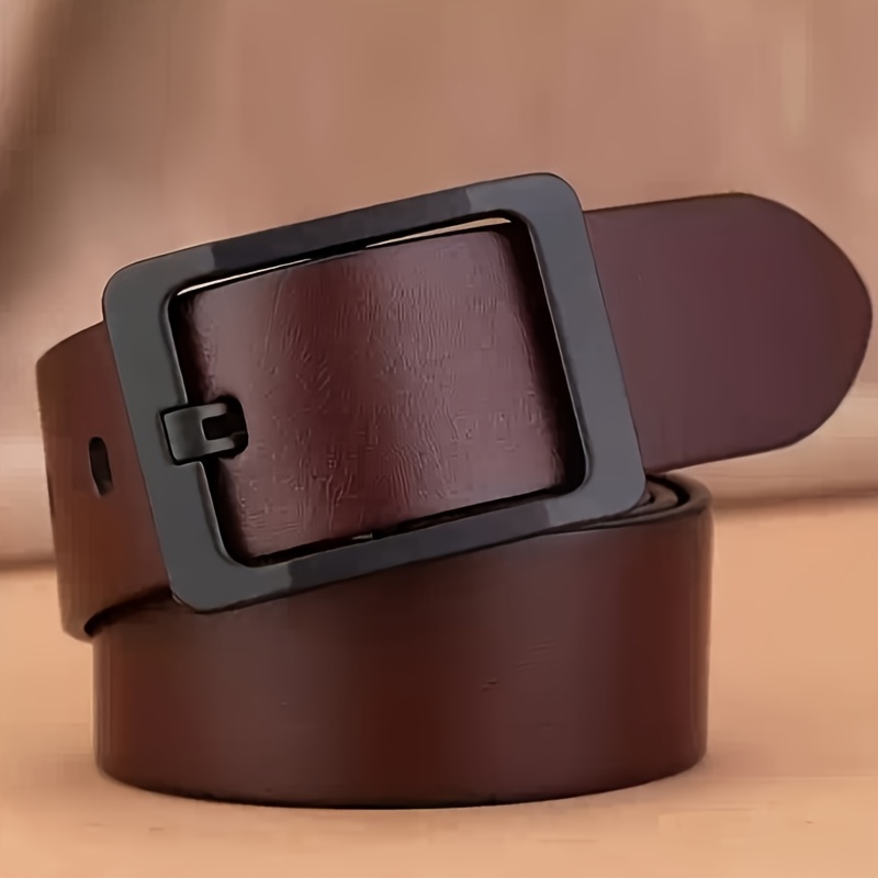 Men's Genuine Leather Belt, Classic Minimalist Style, Suitable for Both Business and Casual Occasions, Adjustable Design, Ideal as a Gift for Friends, Durable Metal Alloy Buckle