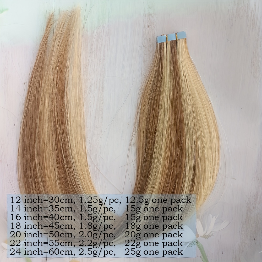10pcs light brown straight   human hair extensions mini tape in easy to apply   womens hairpieces for thick extensions stylish and natural looking details 3
