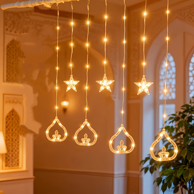 ramadan lights ramadan curtain lights led string lights   battery crescent and star curtain lights for eid   a warm and romantic atmosphere for home decoration wedding lights birthday party decorations halloween christmas