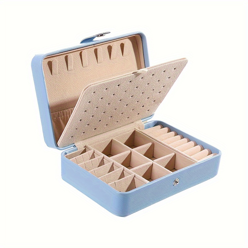 1pc   jewelry box pink   leather portable organizer with multiple compartments for earrings rings necklaces accessories stylish aesthetic decor for bedroom bathroom kitchen home jewelry box organizer jewelry display case decorative storage synthetic   leather exterior Product details 7
