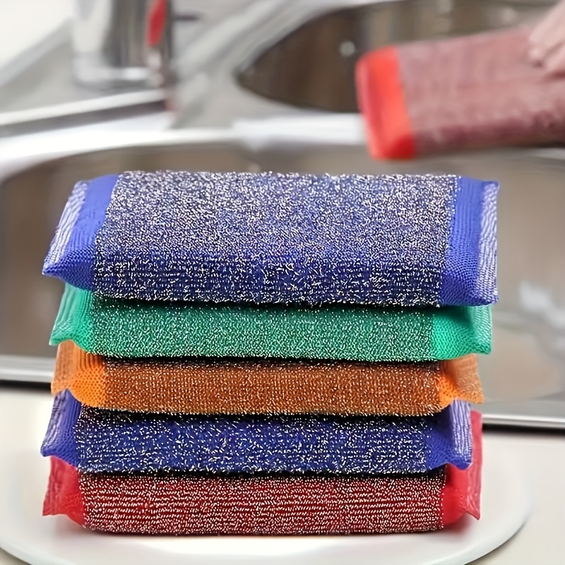 TEMU 12pcs Colorful Metal Wire Scrub Sponges Heavy Duty Kitchen Scouring Pads, Non Scratch Cleaning Sponge For Pot Pan Dish Stove, Household Kitchen