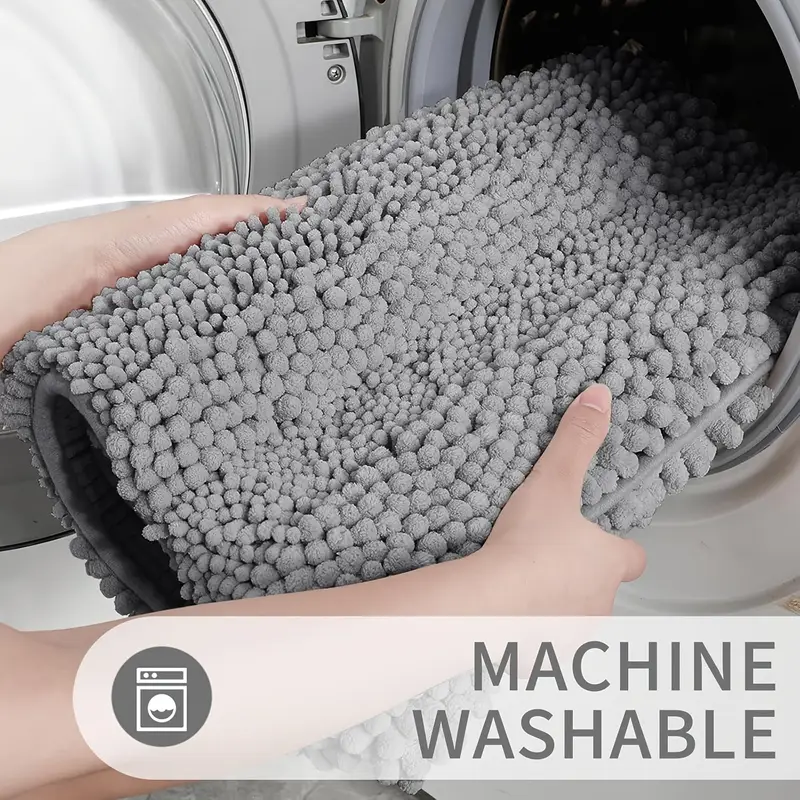 2pcs super absorbent footfeel soft and quick drying thickened style chenille bathroom mat fluffy ball bathroom mat non slip and comfortable and fashionable versatile bathroom mat guardian chenille thickened and enclosed soft absorbent non slip carpet mat two piece set bedroom living room bathroom washable home decoration Product details 6