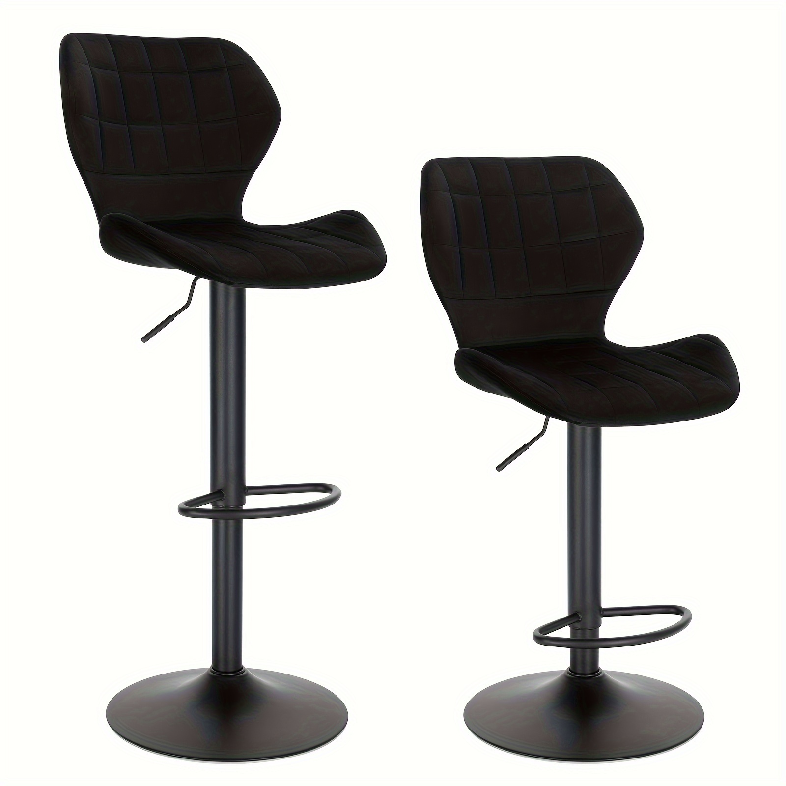 2pcs Height-adjustable Stool 60-82 Cm Chair With Backrest Footrest Velvet Metal Standing Stool