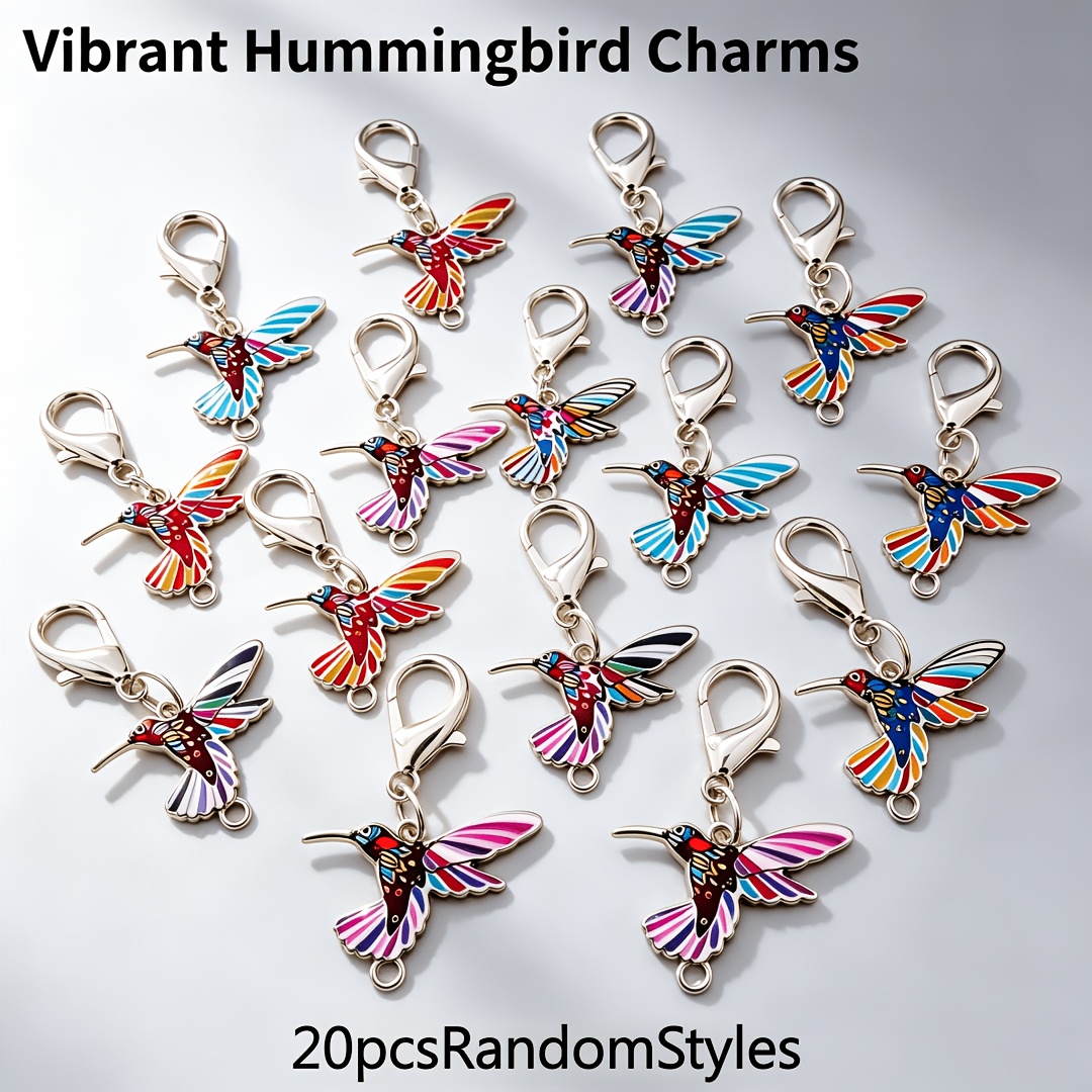 TEMU 20pcs Random Color Hummingbird Creative Keychain Additions | Animal Print Design, Lasting Charm Souvenir Additions | Suitable For Coin Purses,