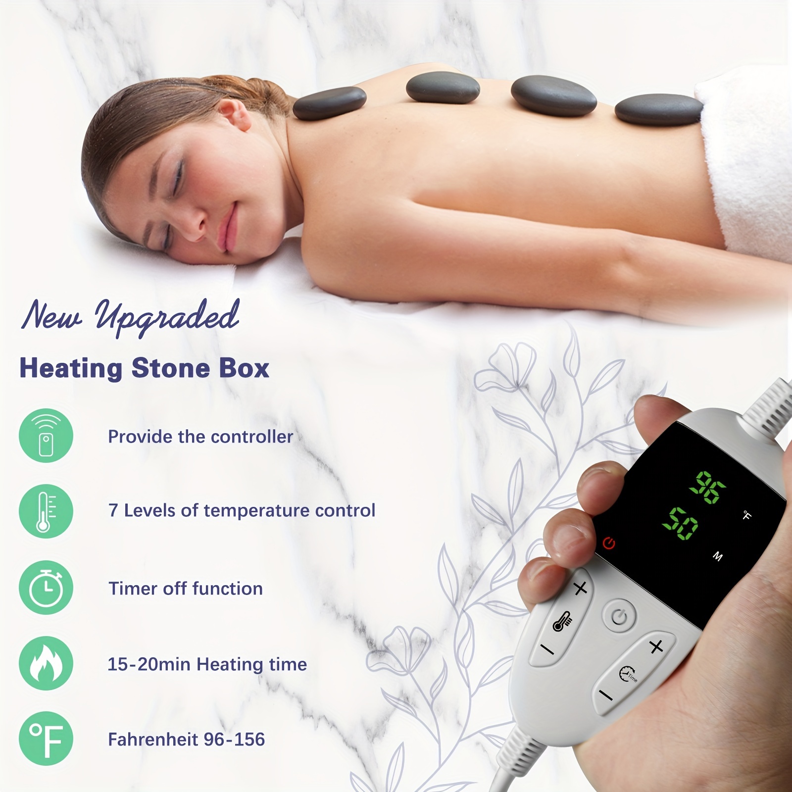 hot stones massage set with temperature adjustment 10 piece hot stones with heater kit professional massage tool for spa lymphatic relieve tension and muscle pain details 6
