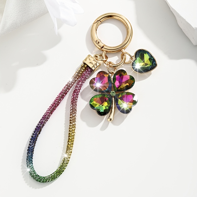Image of 1pc Of Fashionable Korean Exquisite Luxury Creative High-end Clover Keychain Bag Pendant, Suitable For Women' Keys, Bags And Luggage Pendants Decoration And Gifts