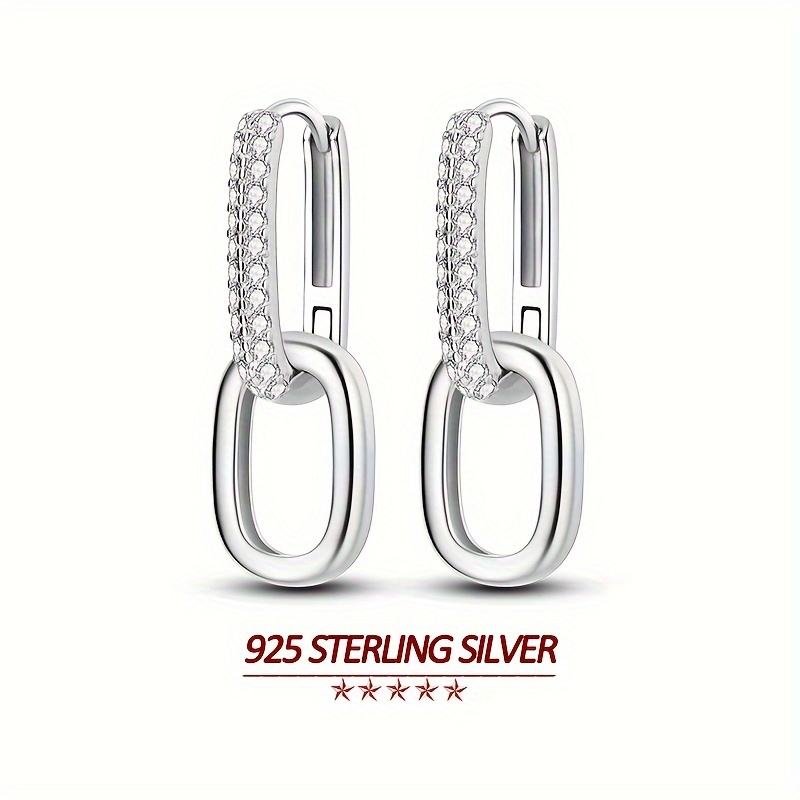 

Original 925 Sterling Silver High Quality Women Hoop Earrings Plating 18k Gold Plated Shine Zirconia Pavé Sets U Shape Double Hoop Elegant Earrings Wedding Party Jewelry Gifts