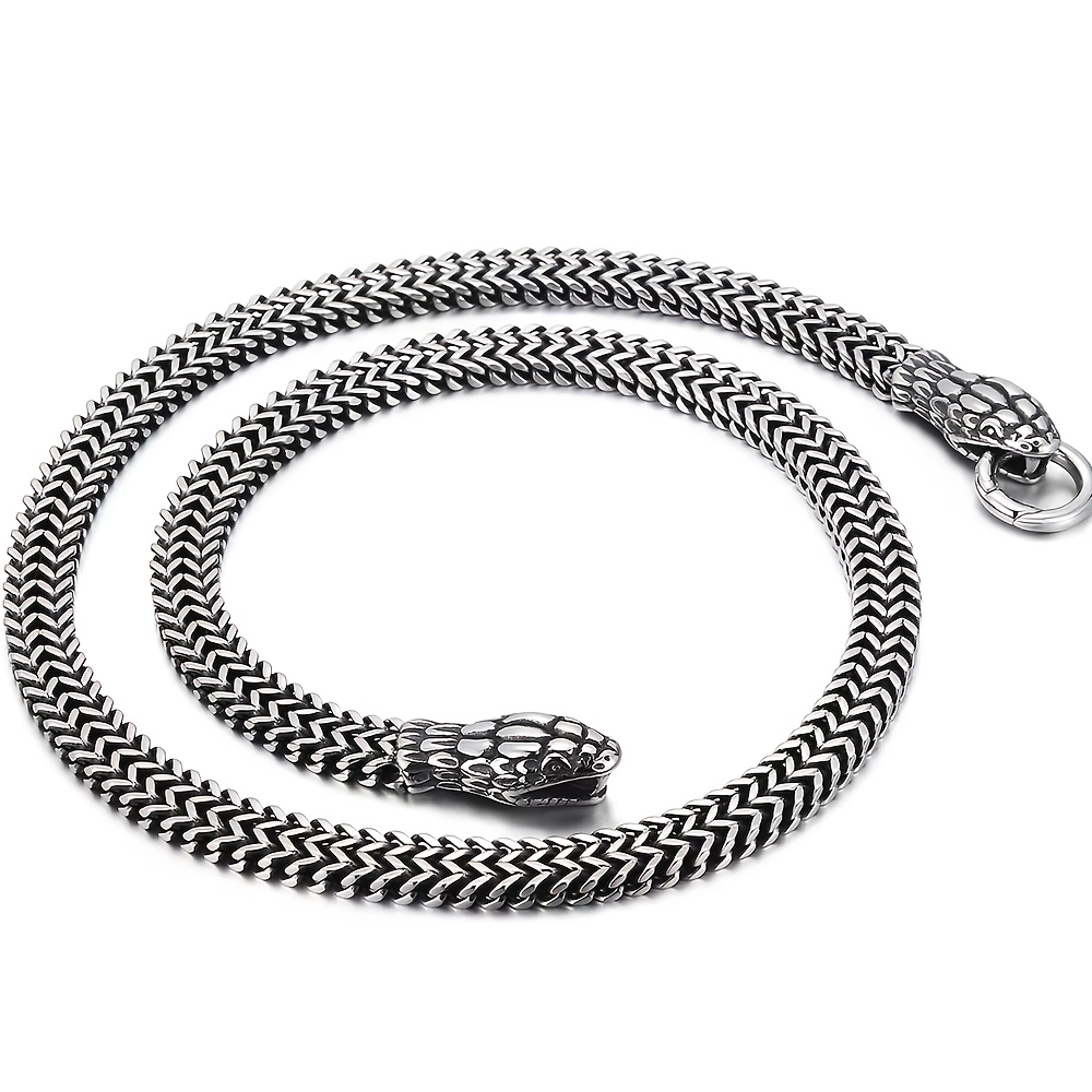 Image of Gothic 304 304 Stainless Steel Snake Chain Men's Necklace 60cm Long Viking Jewelry, Best For Christmas, Perfect For Thanksgiving