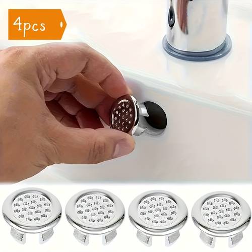 4pcs stainless steel sink drain cover with decorative knob leak proof bathroom and kitchen sink overflow stopper sink accessories