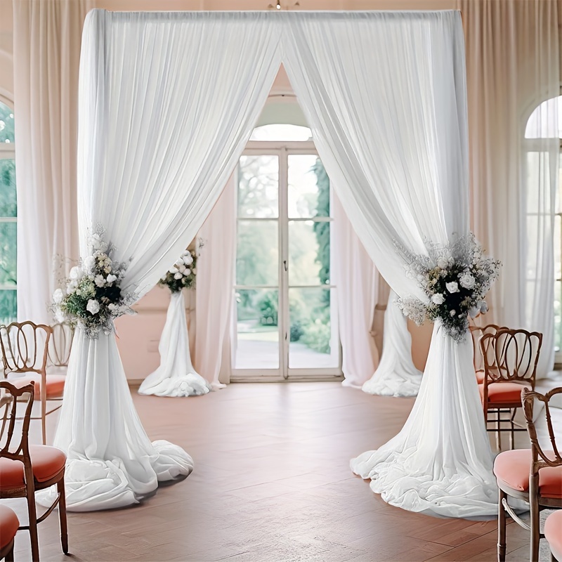 

2pcs Elegant White Sheer Tulle Backdrop Curtains - Weddings, Parties & Diy Decor | Indoor/outdoor Fabric