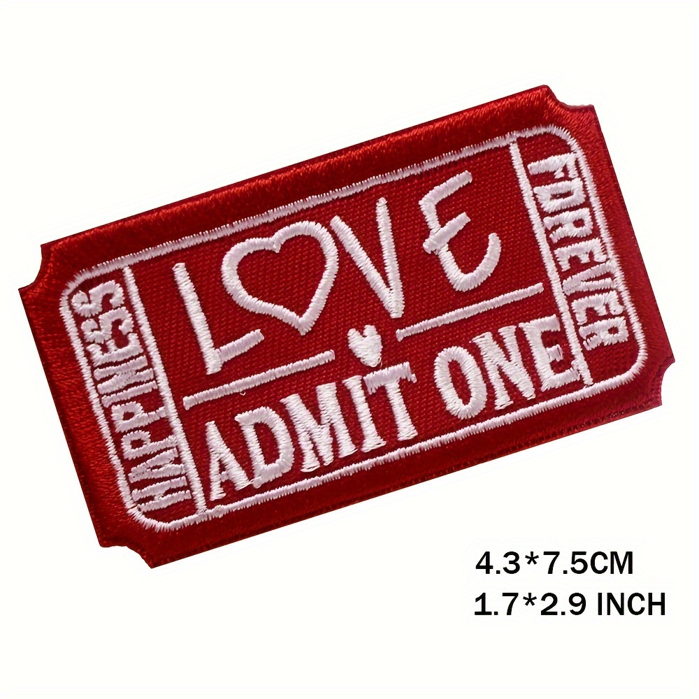"Customizable Charm" "Forever Happiness" Red Embroidered Patch - Iron-On/Sew-On Applique For Clothing, Shoes, Backpacks &amp; Hats