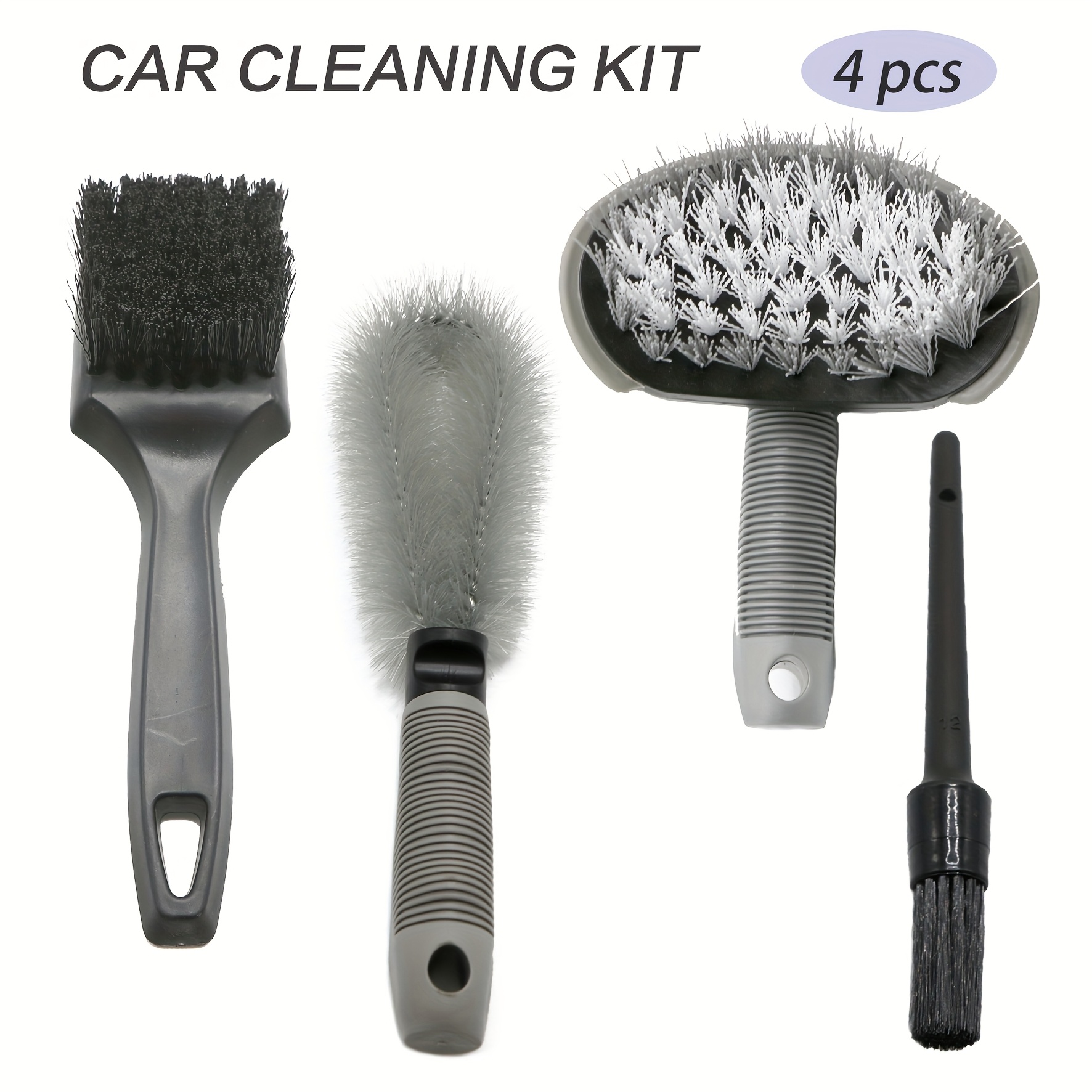 

4pcs/16pcs Gray Car Wash Kit, Microfiber Wash Gloves, Towels, Wheel Brushes, Car Detailing Brushes, Tire And Rim Brushes, External Car Cleaning Kit