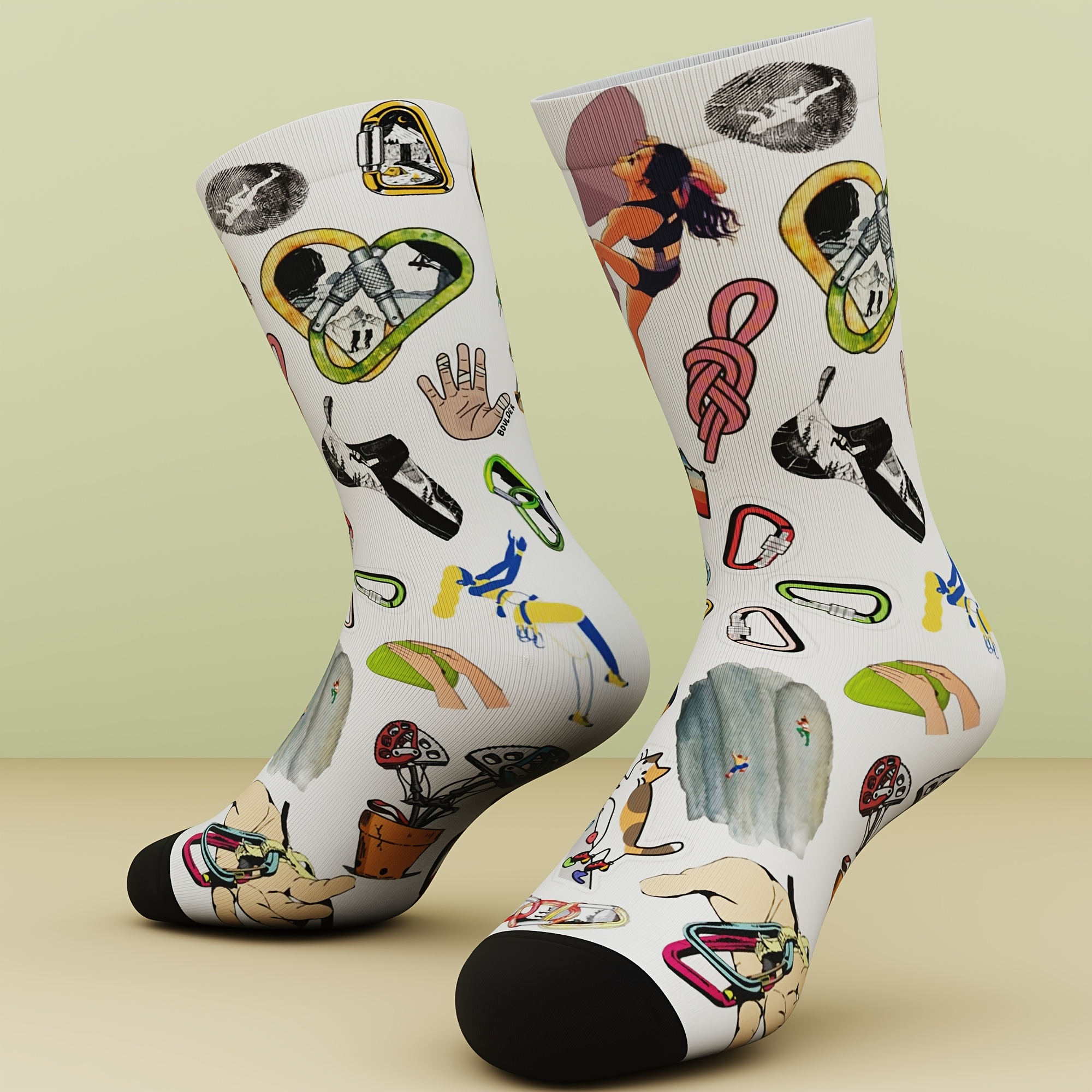 TEMU 1 par de calcetines de escalada para - Unisex con temática de y patrones de equipo de escalada, transpirables, adecuados para deportes al ,