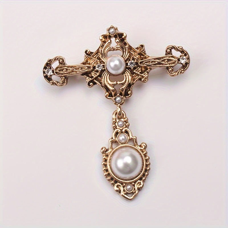 1pc Vintage Baroque Jewelry, Pearl Scarf Pin Brooch Corsage