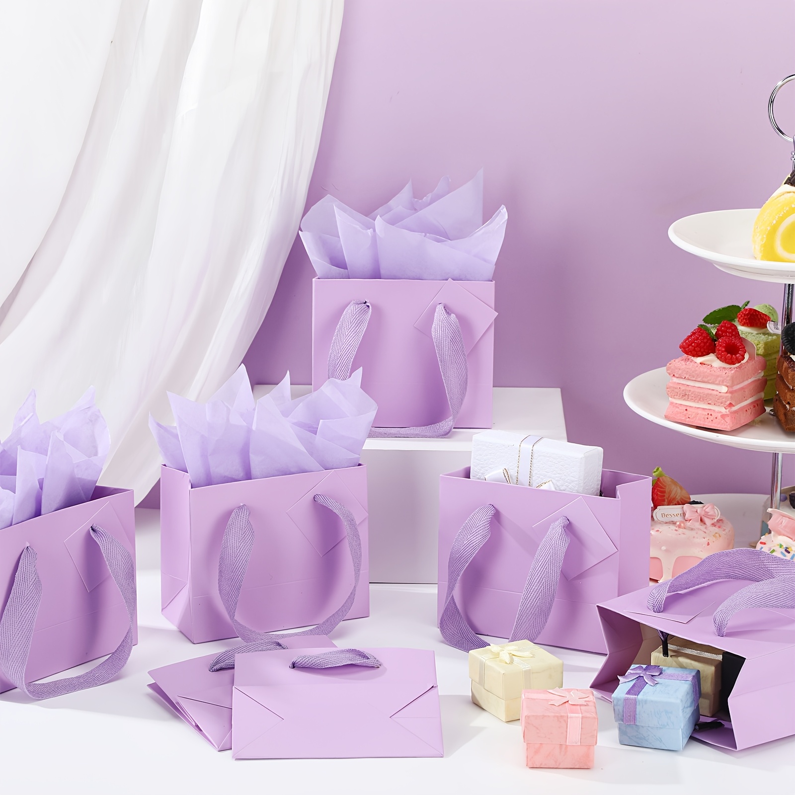 13" Large Purple Gift Bag Set With Greeting Card And Lavender