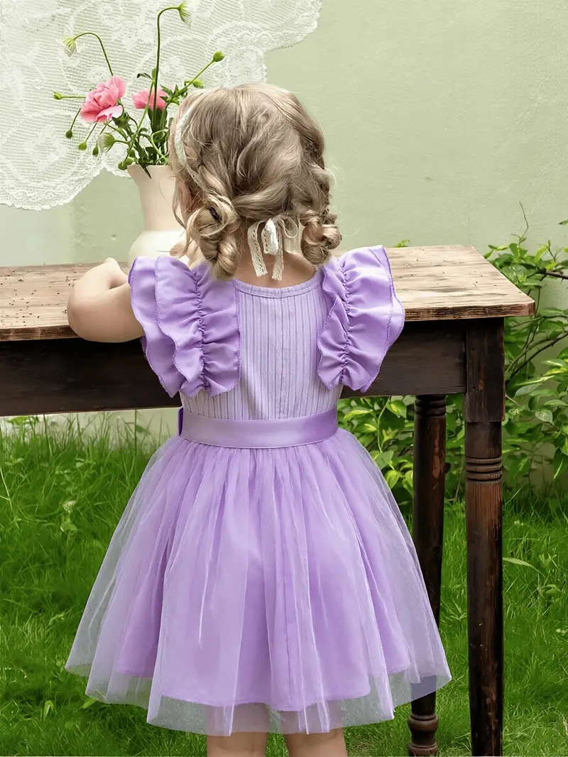 newborn tulle dress Infant Baby Girls Lace Spring Print Ruffle Sleeveless Princess Dress Halloween Puffy Gown(Pink, 0-3 Months): Clothing, Shoes & Jewelry it has sheer puff sleeves Baby Girl Tulle Romper Dress