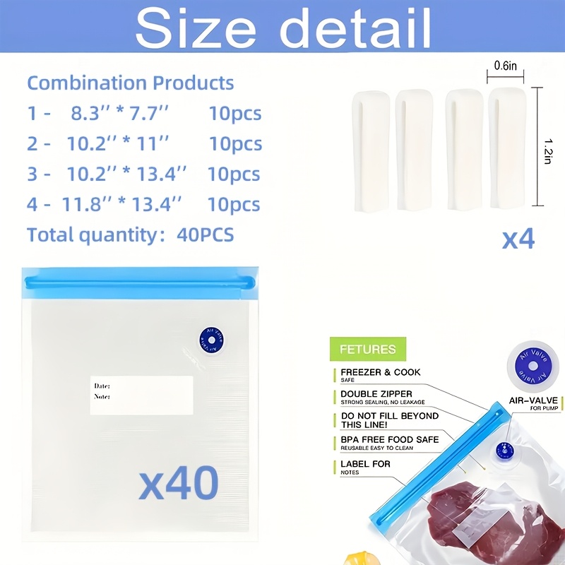 TEMU Clear Food-grade Reusable Vacuum Storage Bags, Durable Kitchen Storage Accessories For Meat, Fruits, Grains & Vegetables, 2 Pack Sizes From: