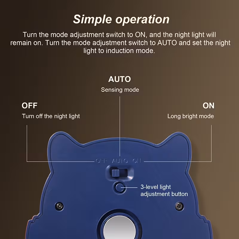 motion sensing light with led soothing blue glow cartoon wall mounted nursery decor usb rechargeable battery powered lamp for kids bedroom nursery room lighting owl lamp christmas gifts Product details 8